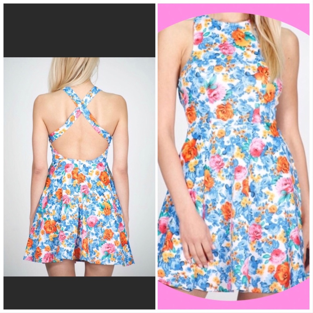 BLUE FLORAL Mini Dress - Picture 2 of 5